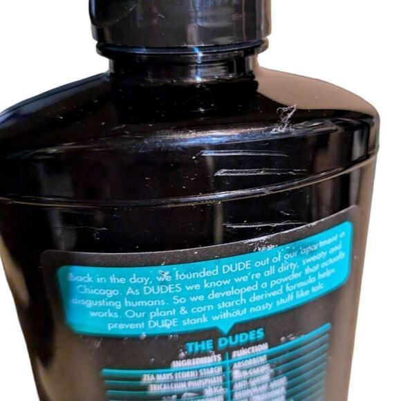 Dude Body Powder Menthol Chill with Charcoal 10 oz Deodorant Absorbs Sweat - Picture 7 of 7